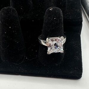 White 18KGE Princess Cut Clear CZ  Ring